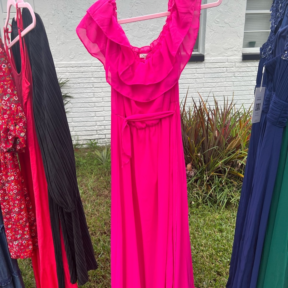 Elegant Pink Ruffle Dress